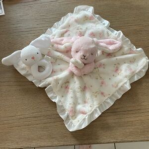 Little Me Pink and White Bunny Security Blanket Set